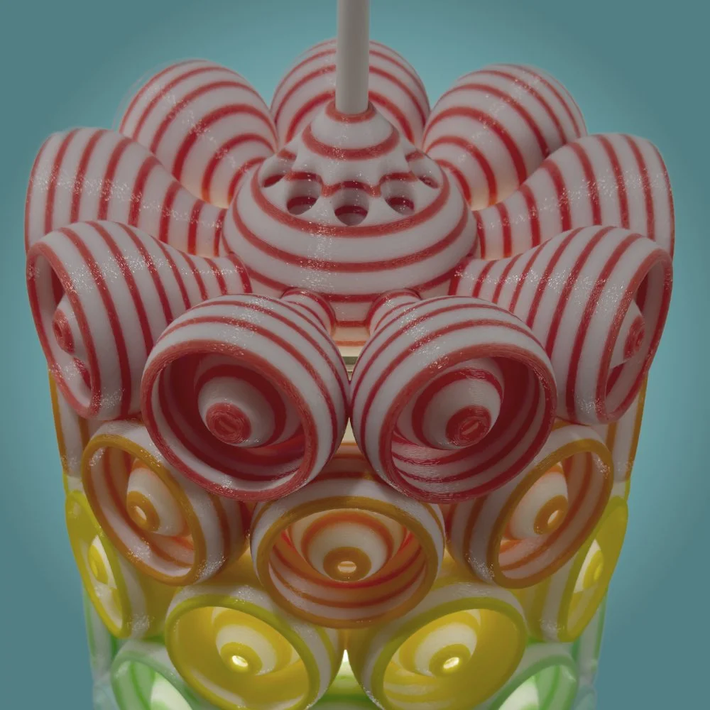 Cups rainbow pendant lamp seen from the top