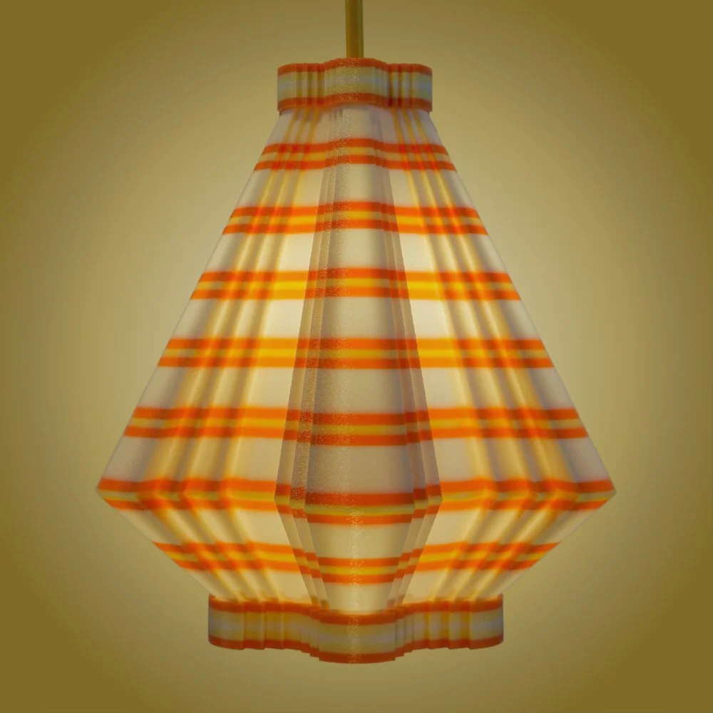 Facets orange and yellow pendant lamp seen from the side