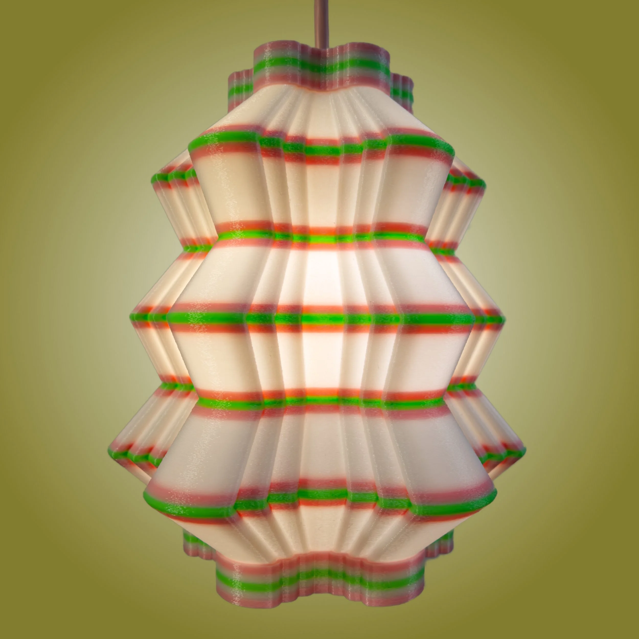 Scallops Lamp in Pink+Green