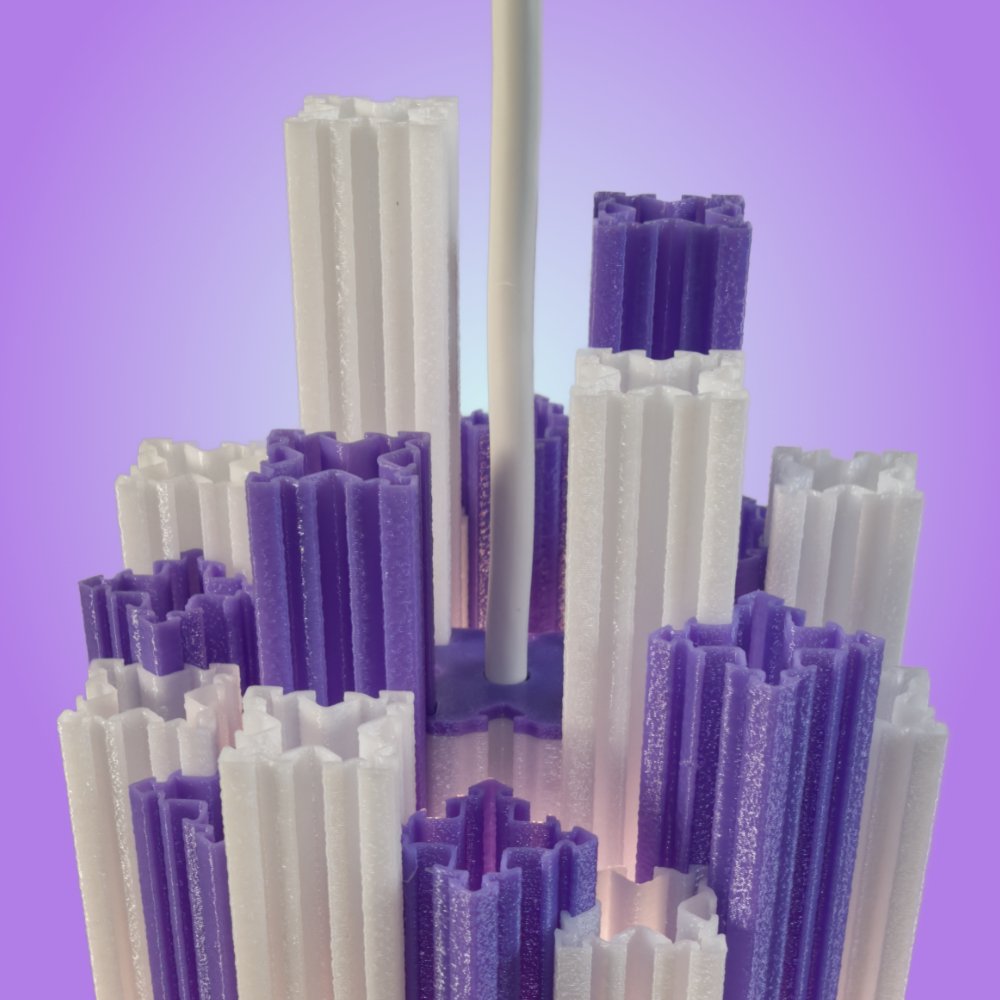 Churros purple pendant lamp seen from the top