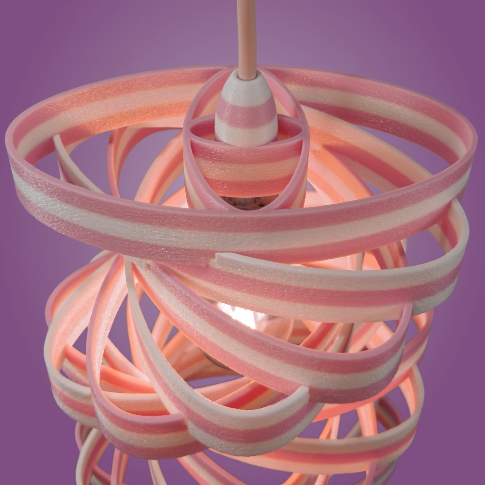 Spinoval pink pendant lamp seen from the top