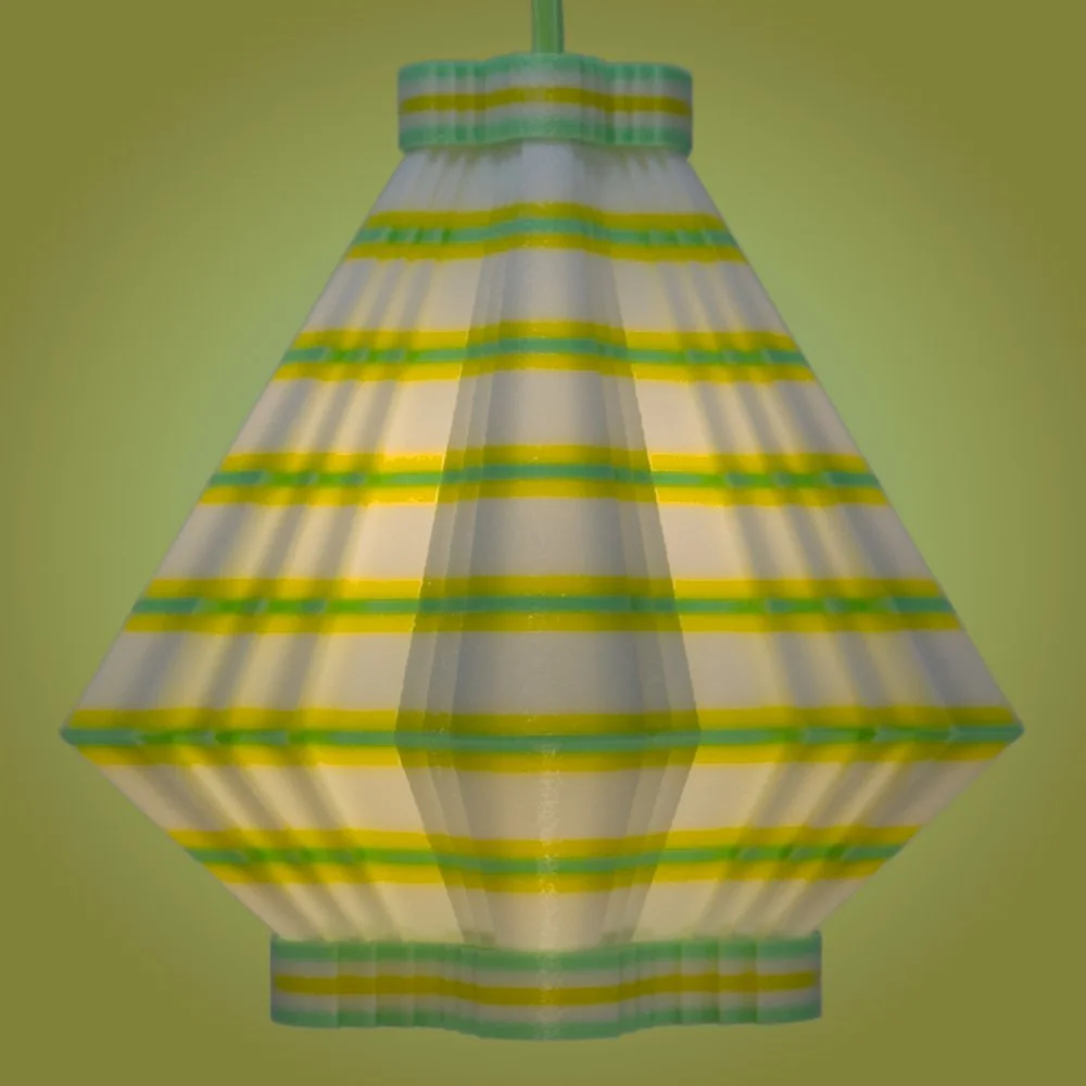 Facets green and yellow pendant lamp seen from the side