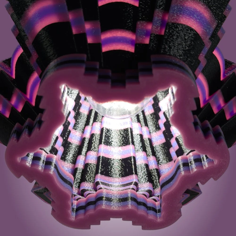 Facets plum and black pendant lamp seen from the bottom