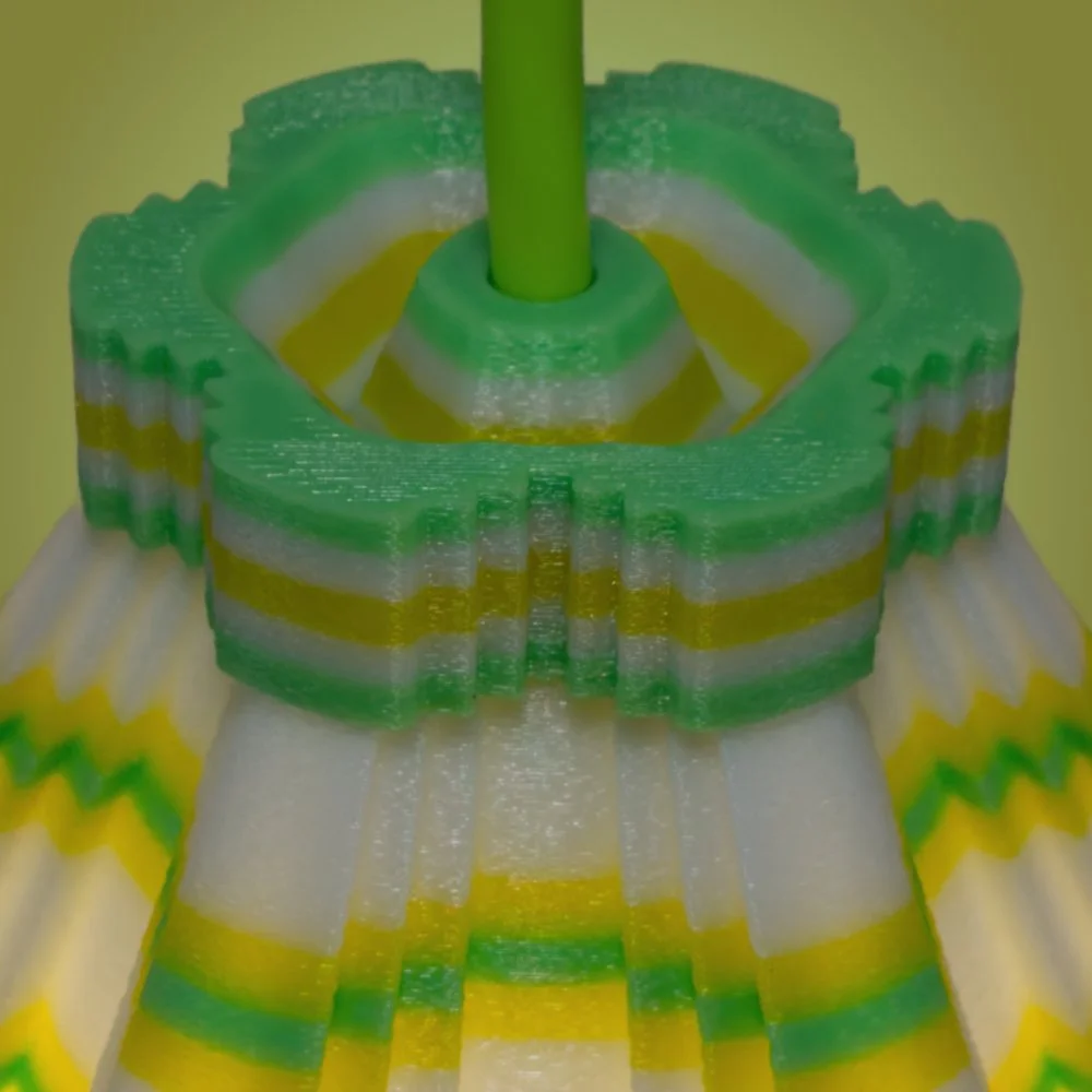 Facets green and yellow pendant lamp seen from the top
