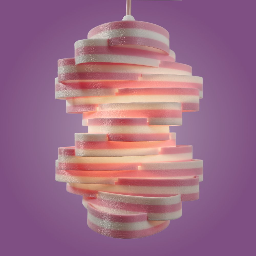 Spinoval pink pendant lamp seen from the side