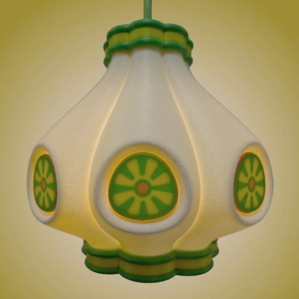 Garlic pendant lamp in berry colors, front view