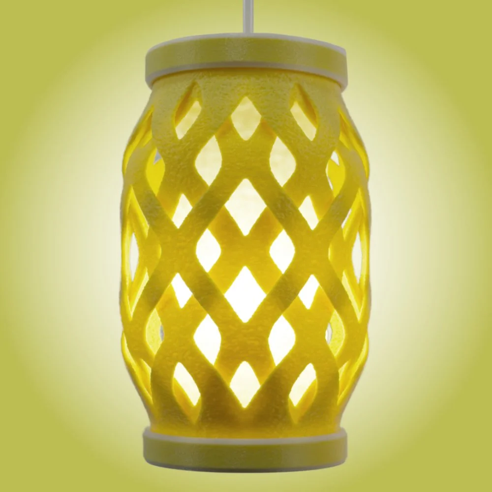 Wovenly yellow pendant lamp seen from the front