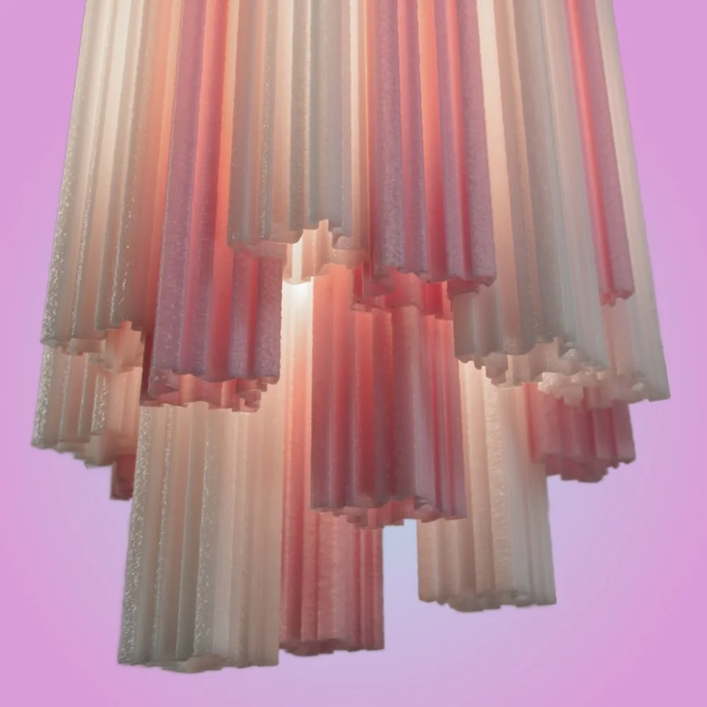 Churros pink pendant lamp seen from the bottom