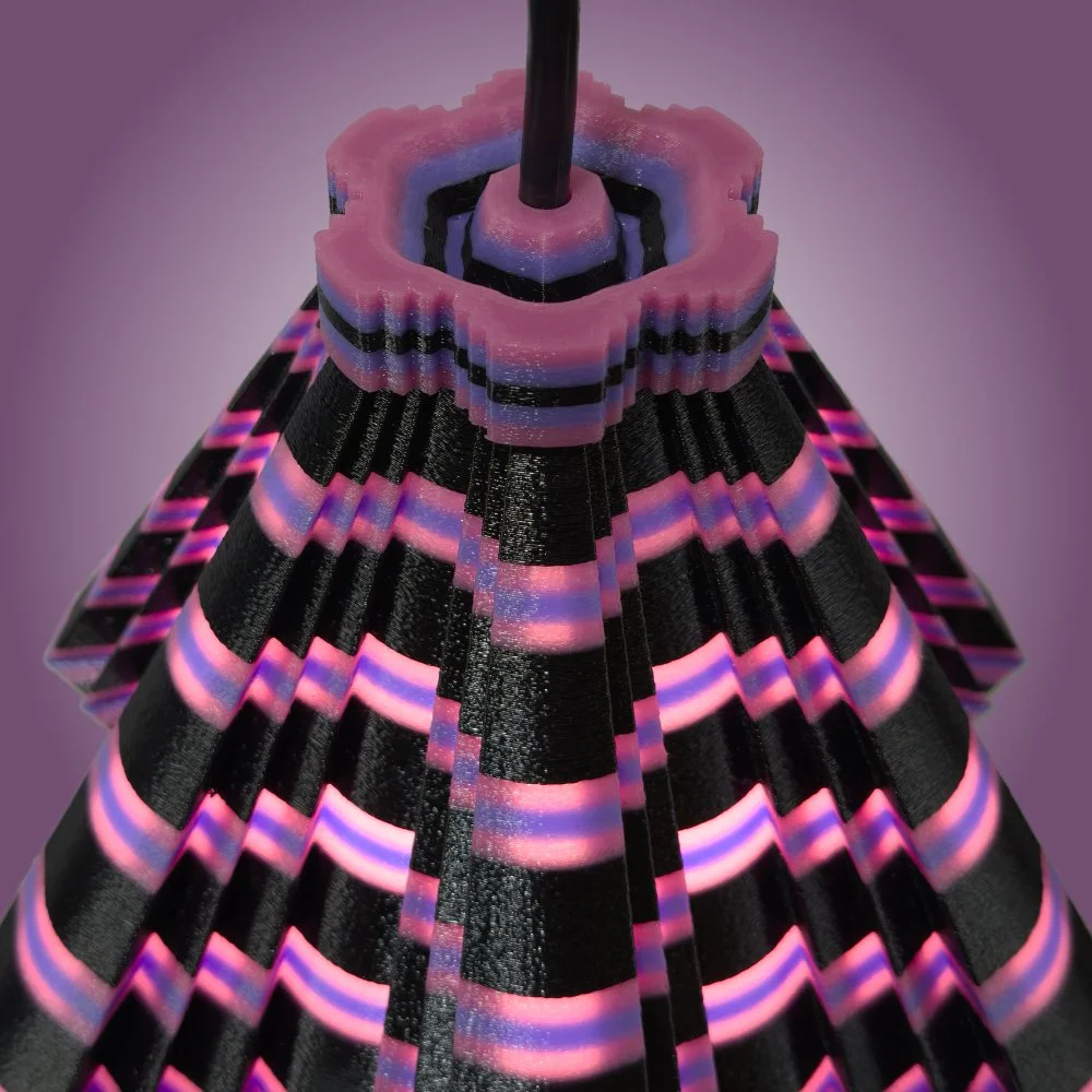 Facets plum and black pendant lamp seen from the top