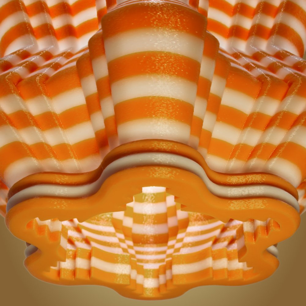 Scallops orange pendant lamp seen from the bottom