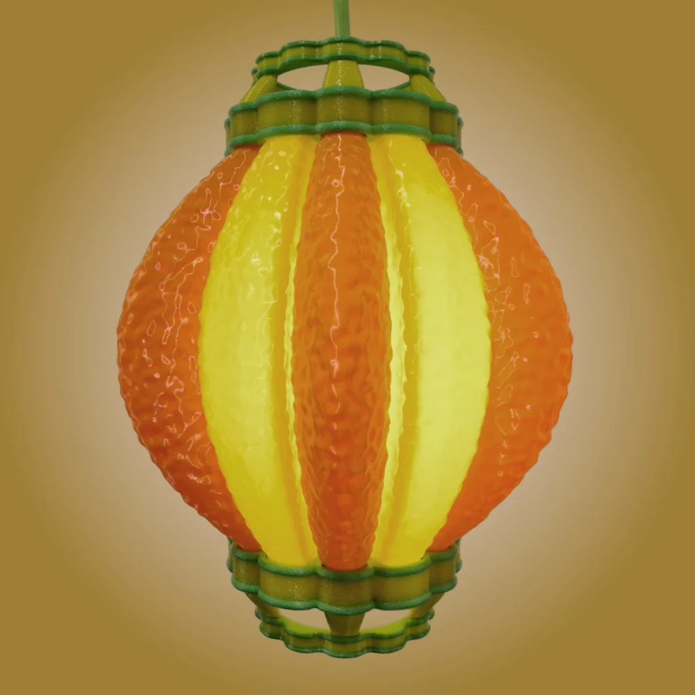 Airship pendant lamp in citrus colors, front view
