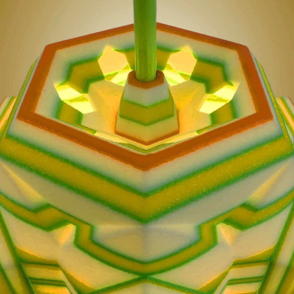 Honeycomb citrus pendant lamp seen from the top
