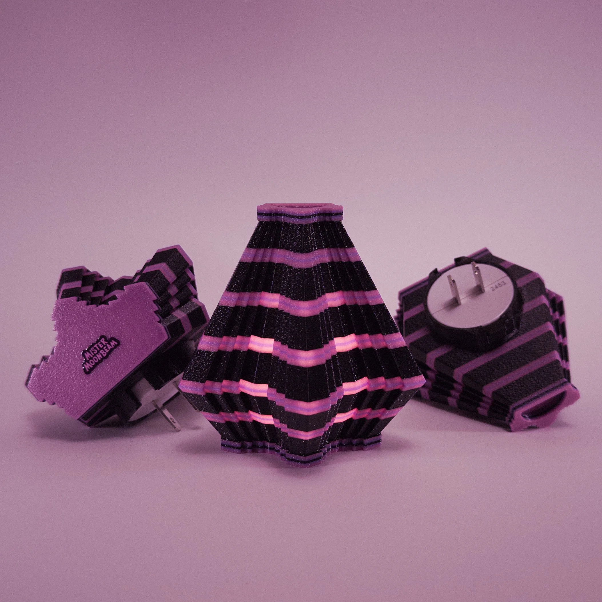 Mini Lamp - Facets - Black & Pink