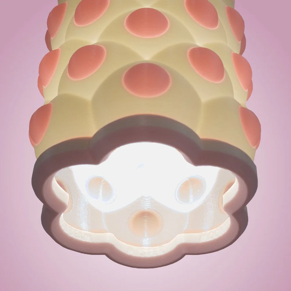Pink Polky pendant lamp seen from the bottom