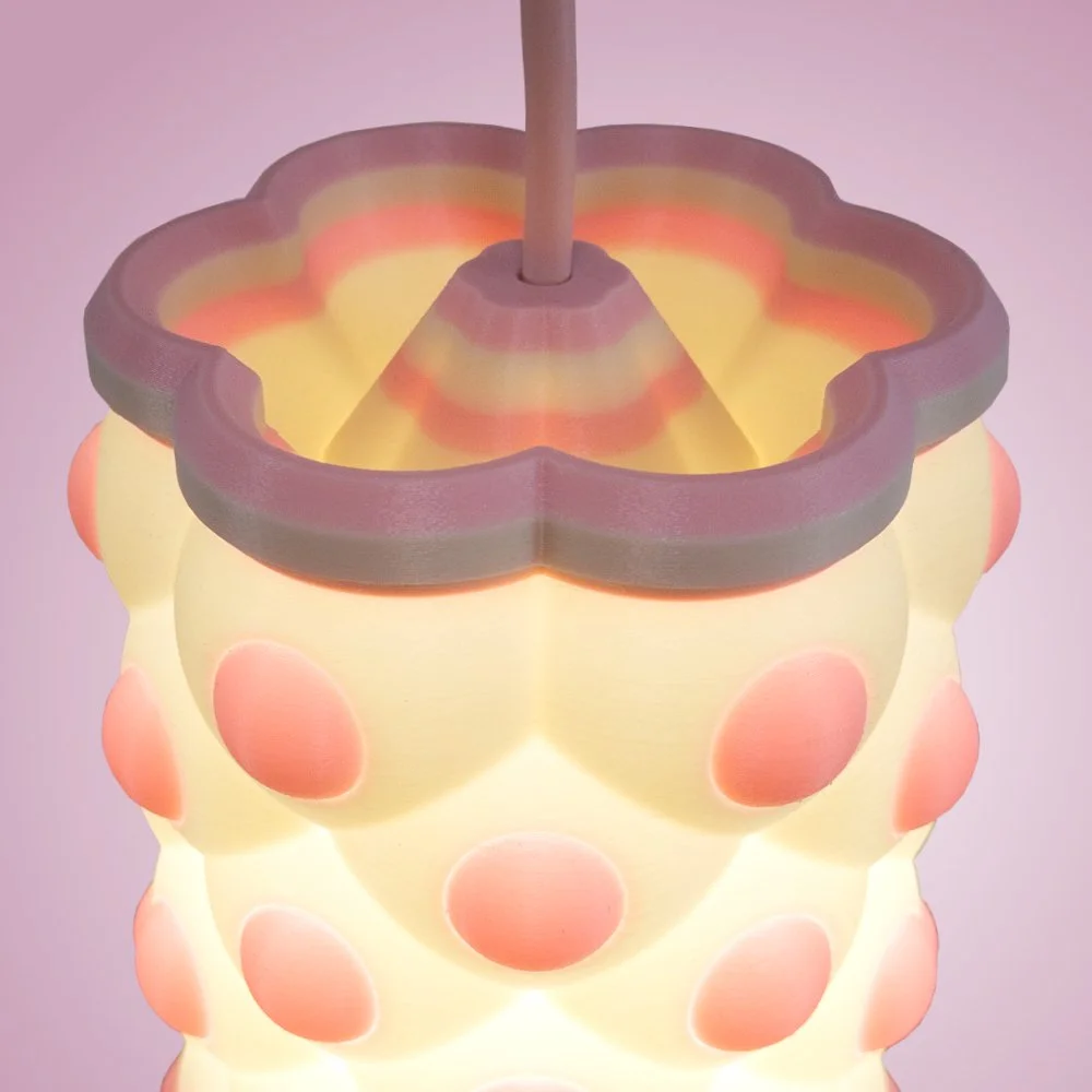Pink Polky pendant lamp seen from the top