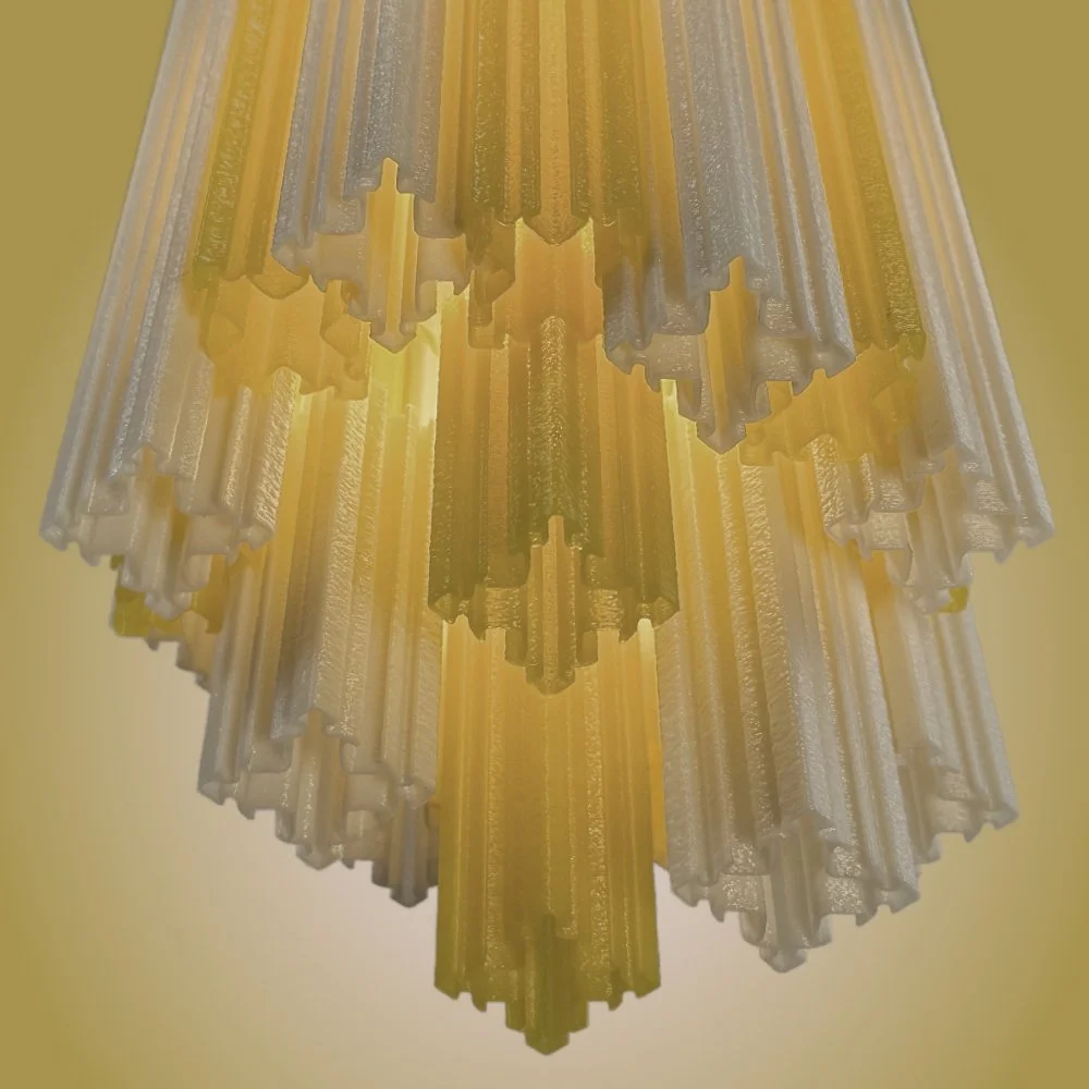 Churros pendant lamp in yellow, viewed from the bottom