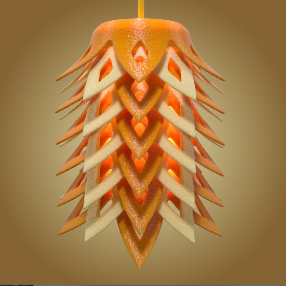 Pinecone orange and lemon pendant lamp seen from the side