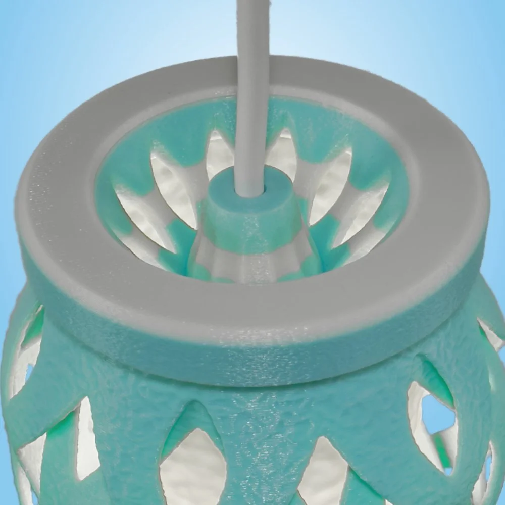Wovenly blue pendant lamp seen from the top