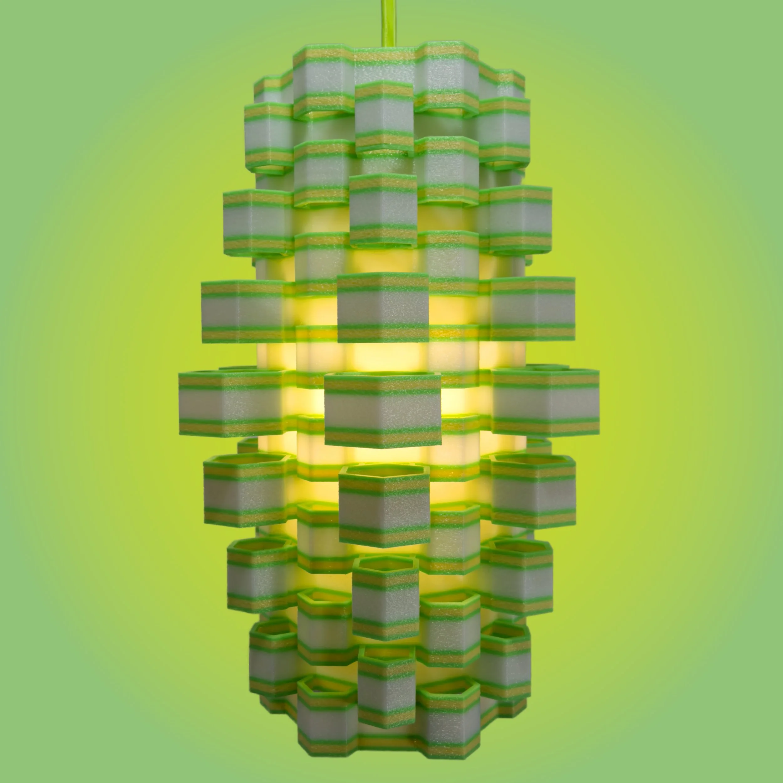 Hexy Lamp Tall in Yellow+Green