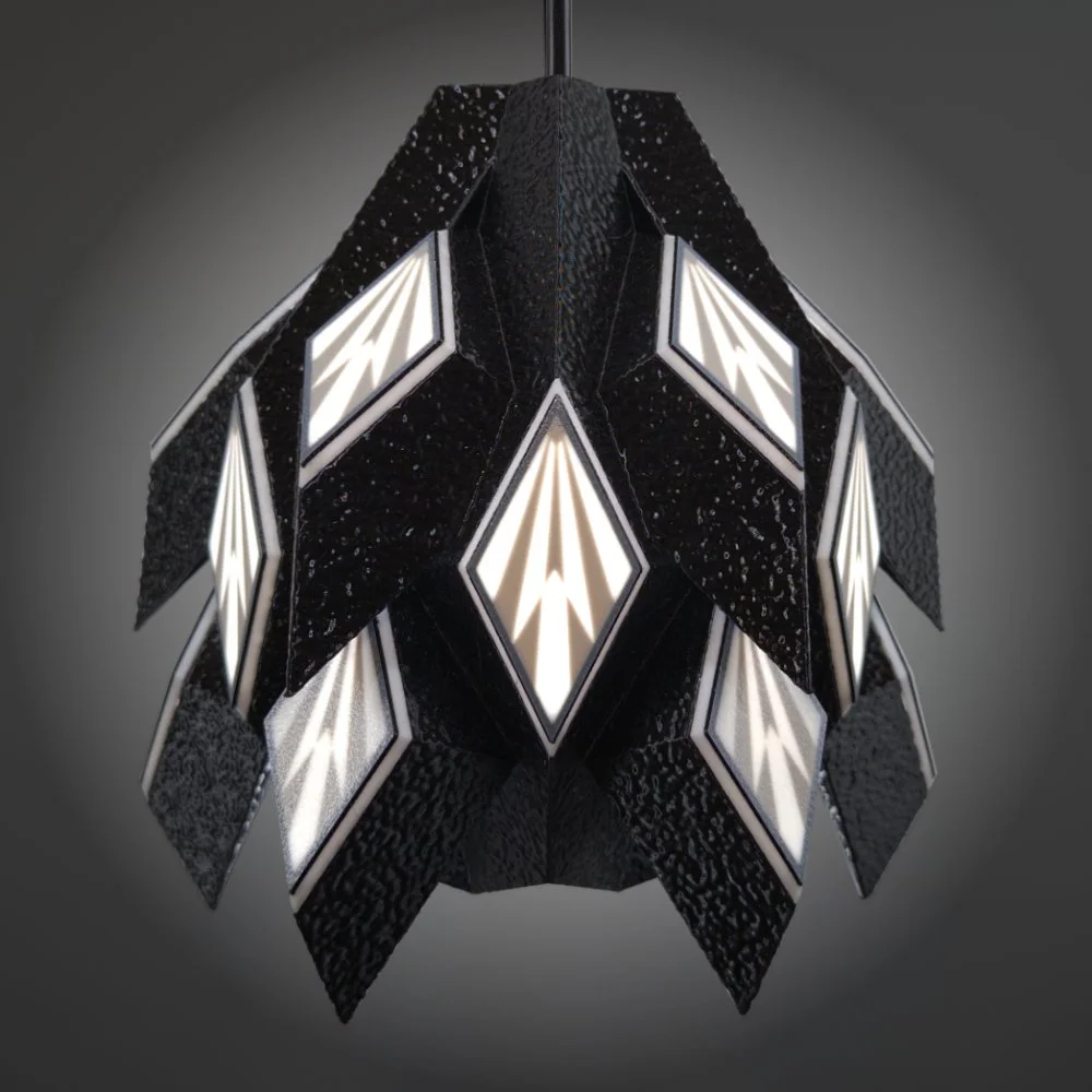Acorn pendant lamp in black seen from the front