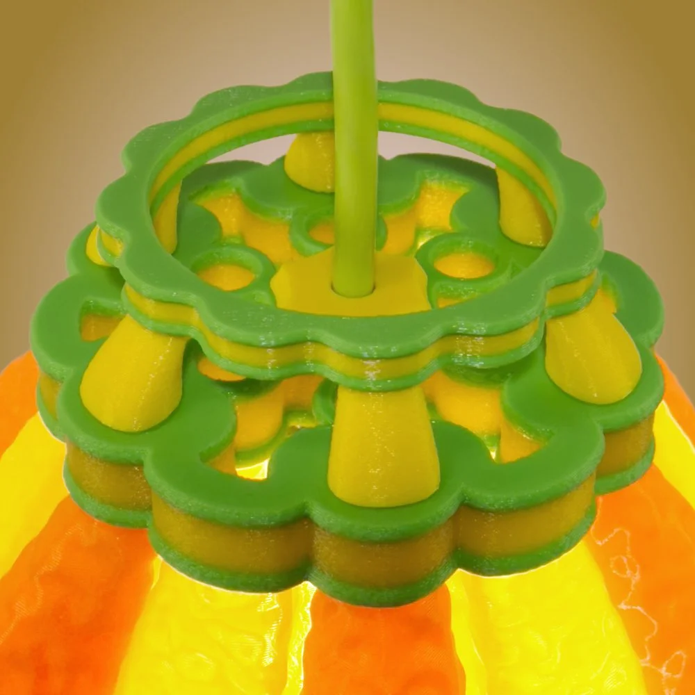 Airship pendant lamp in citrus colors, viewed from the top