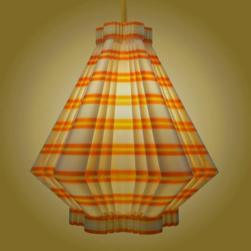 Facets orange and yellow pendant lamp seen from the front