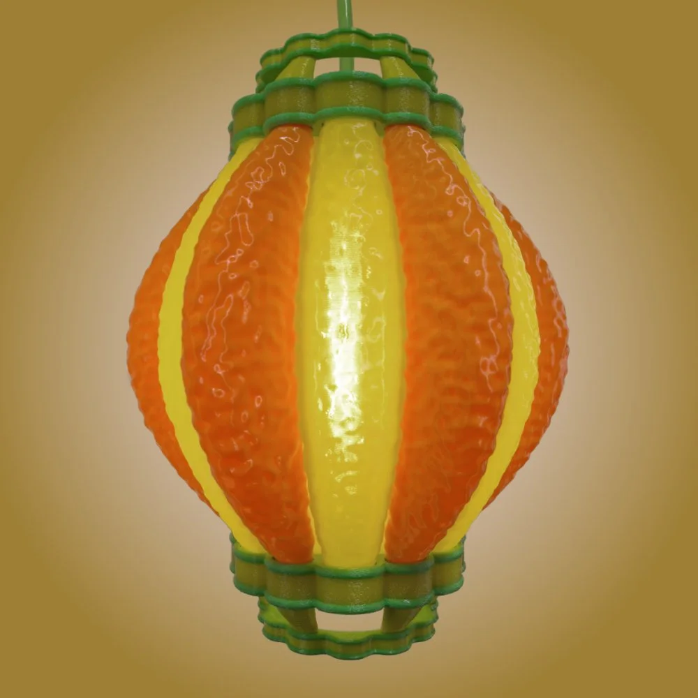 Airship pendant lamp in citrus colors, side view