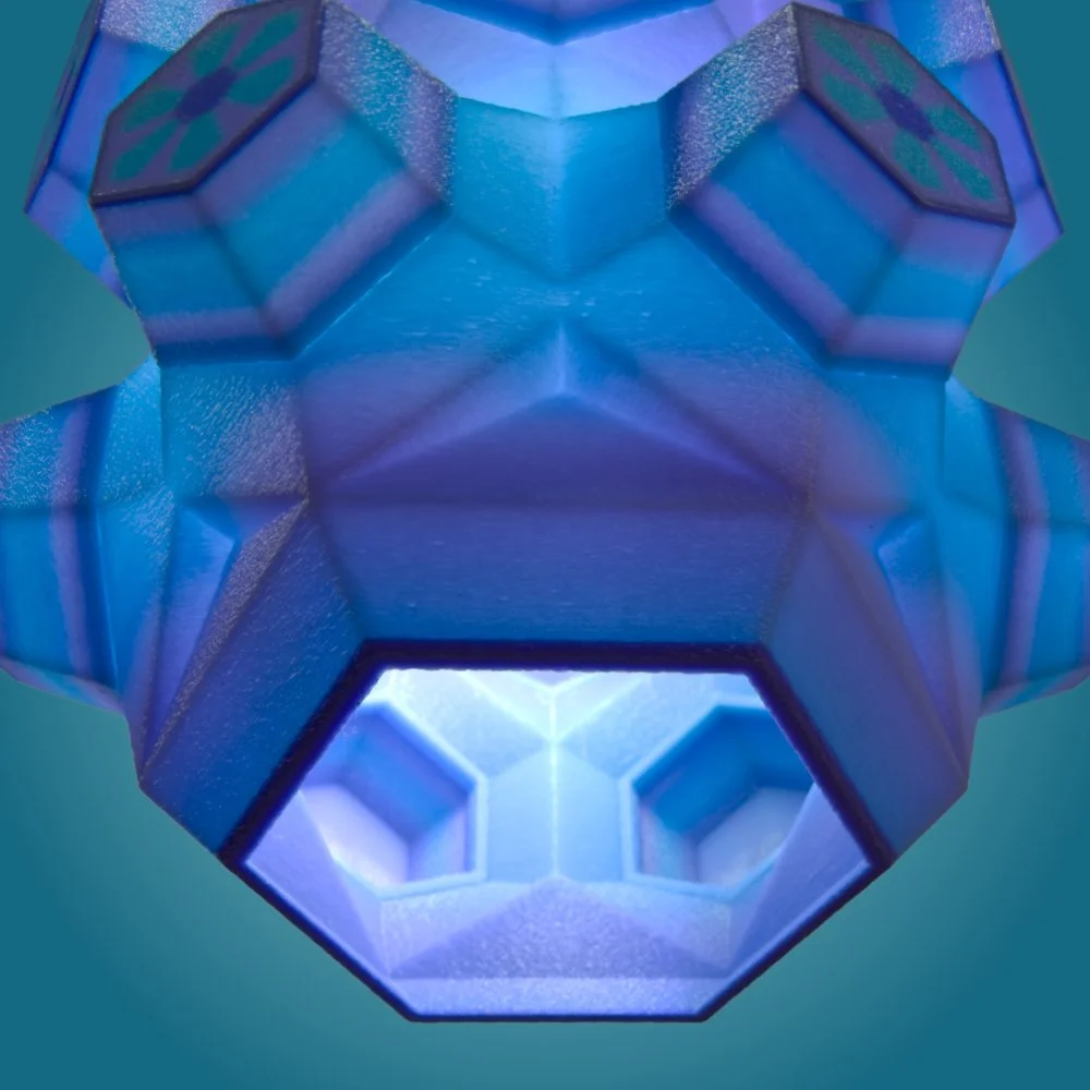 Honeycomb berry pendant lamp seen from the bottom