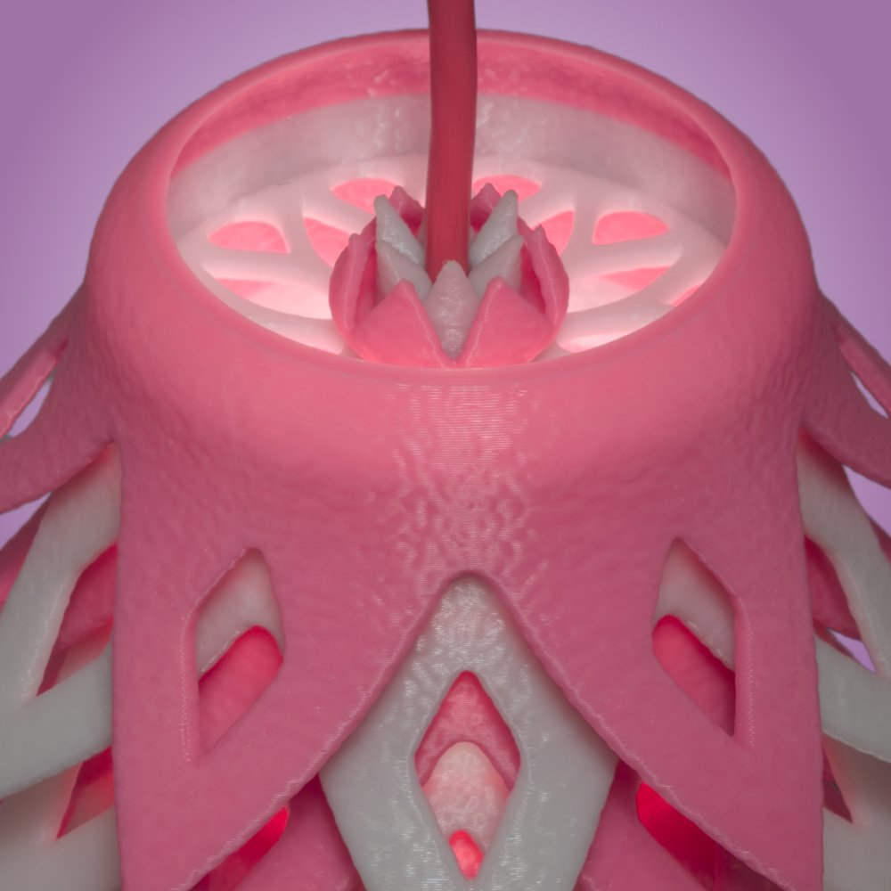 Pinecone pink pendant lamp seen from the top