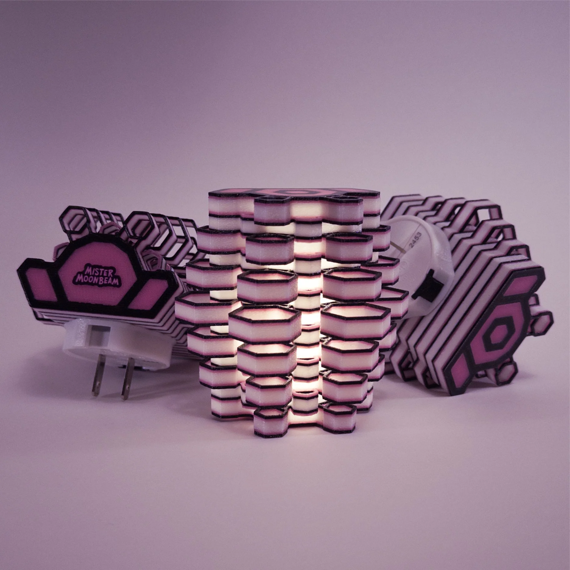 Mini Lamp - Hexy - Black & Pink