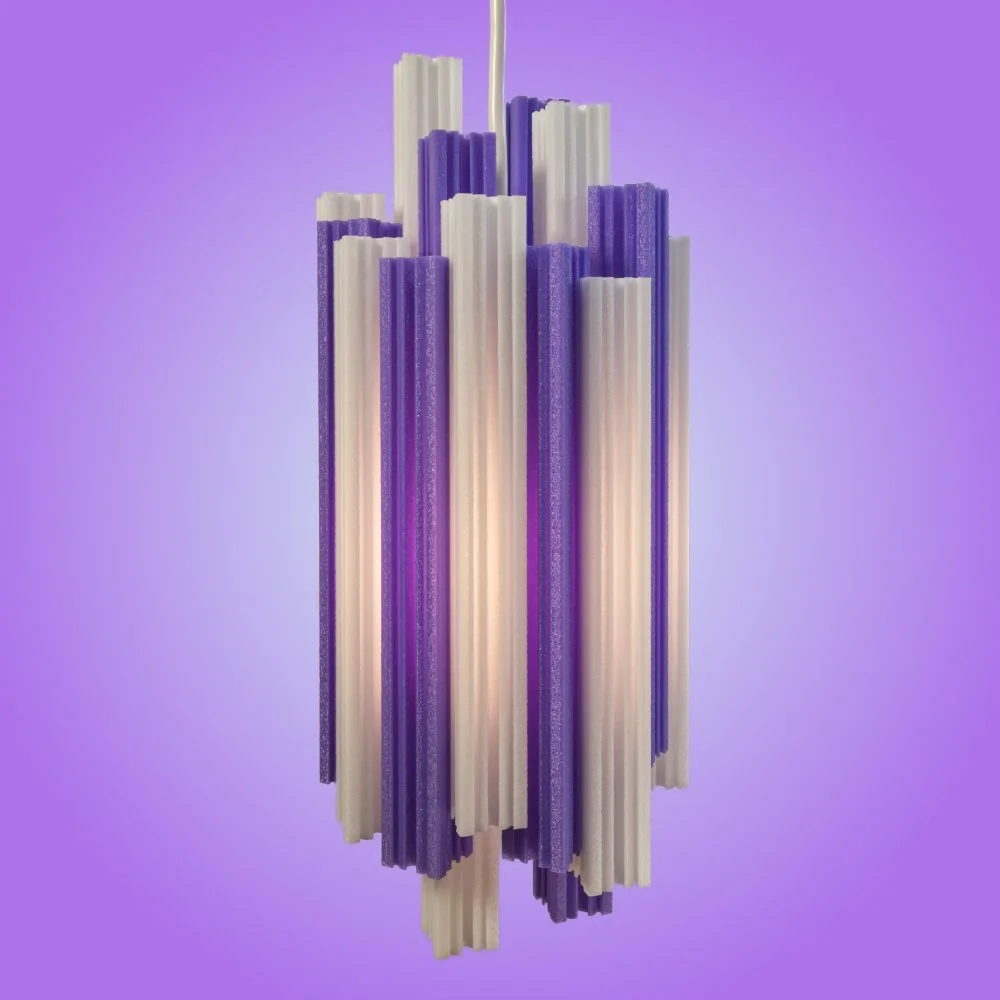 Churros purple pendant lamp seen from the front