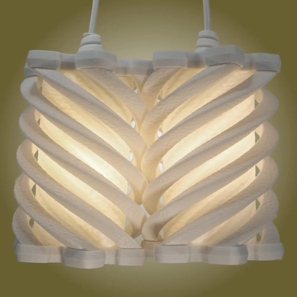 Spiral white pendant lamp left and right