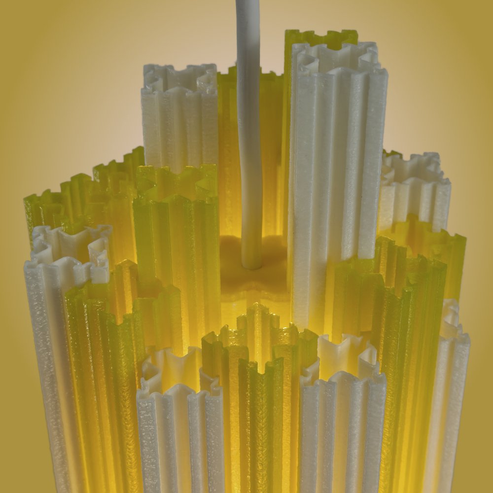 Churros pendant lamp in yellow, viewed from the top