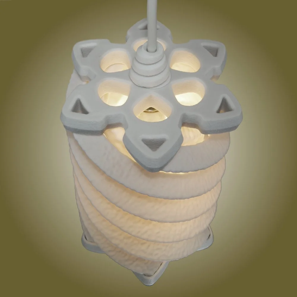 Spiral white pendant lamp seen from the top