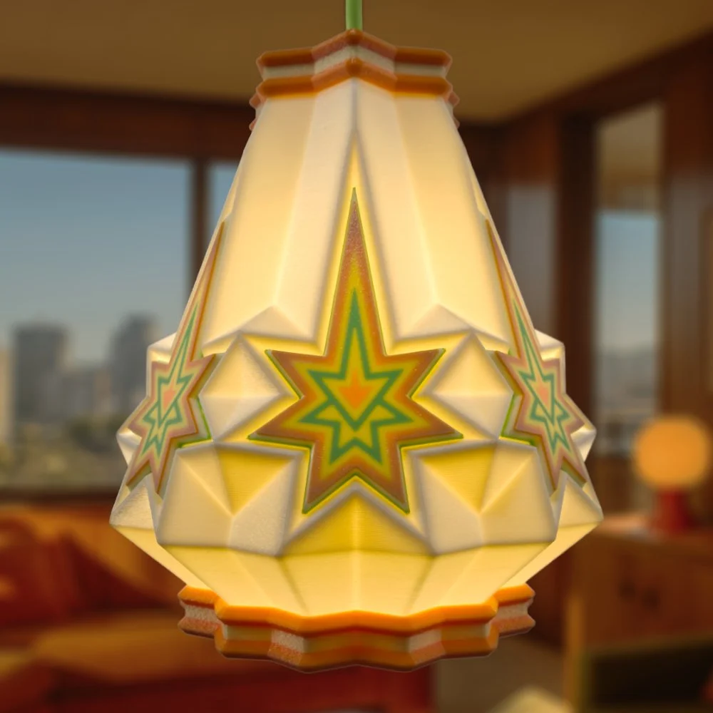 Seven Stars citrus pendant lamp hanging in a warm high-rise apartment