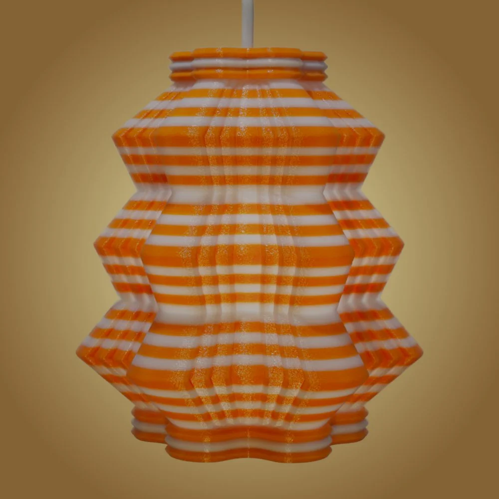 Scallops orange pendant lamp seen from the front