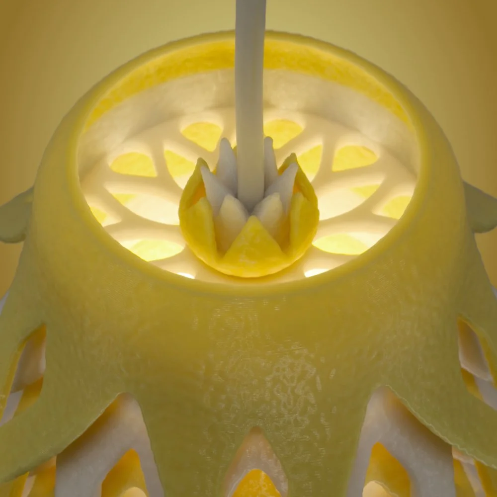 Pinecone yellow pendant lamp seen from the top