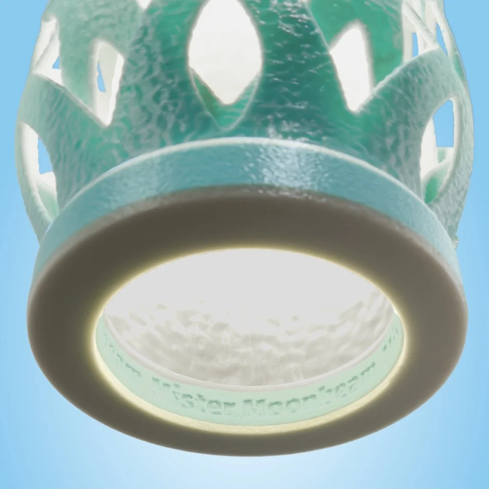 Wovenly blue pendant lamp seen from the bottom