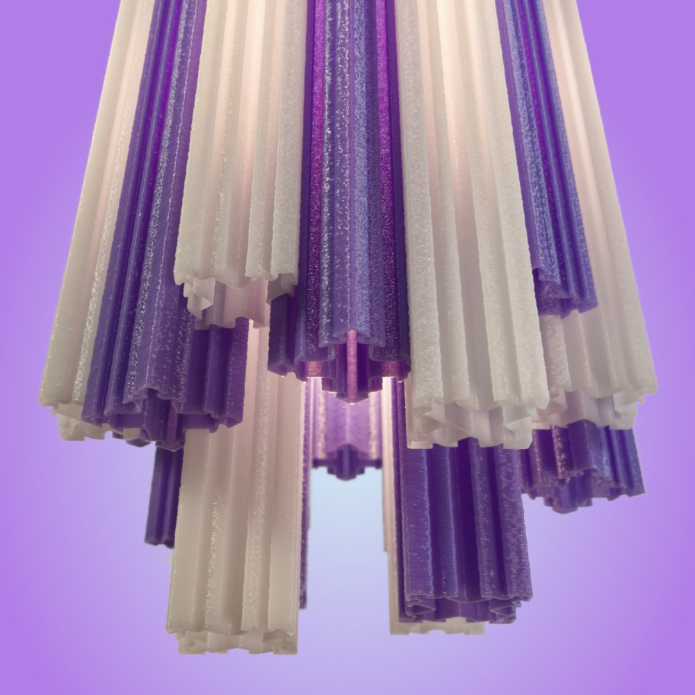 Churros purple pendant lamp seen from the bottom