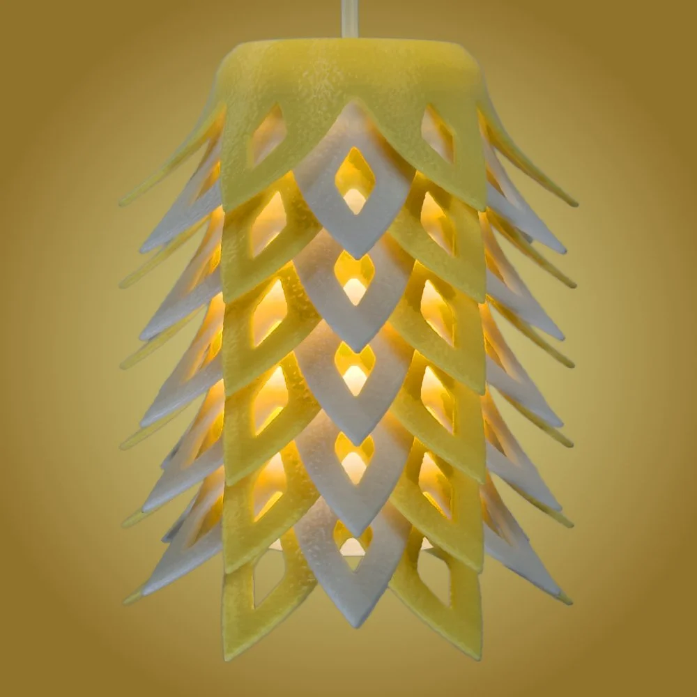 Pinecone yellow pendant lamp seen from the side