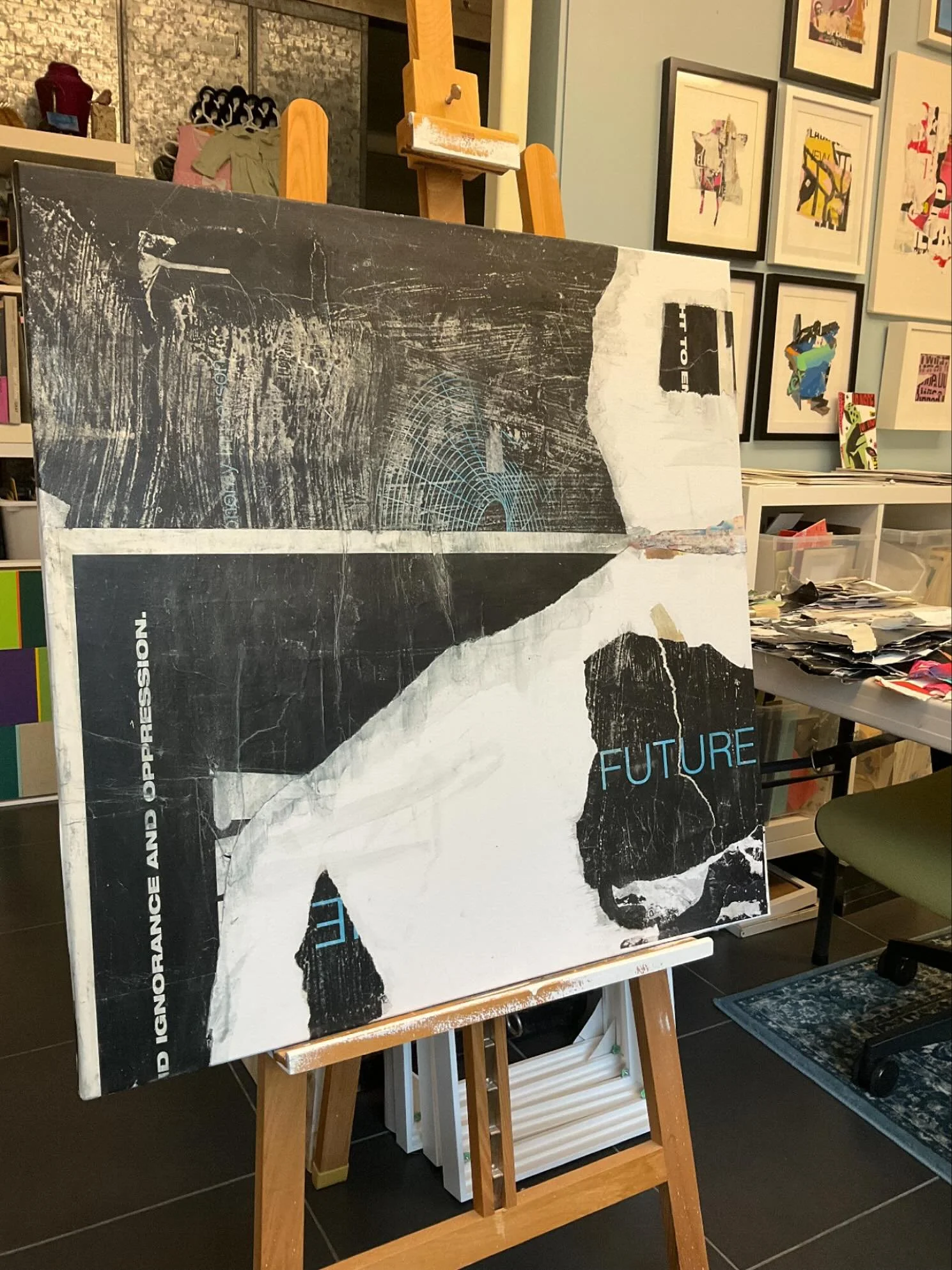 Fresh from my Toronto visit … excited about finding some larger papers to work with. Here’s my latest work in progress! Nice to change up the scale with this type of work (30x30”) although that does bring its challenges. 
#collage