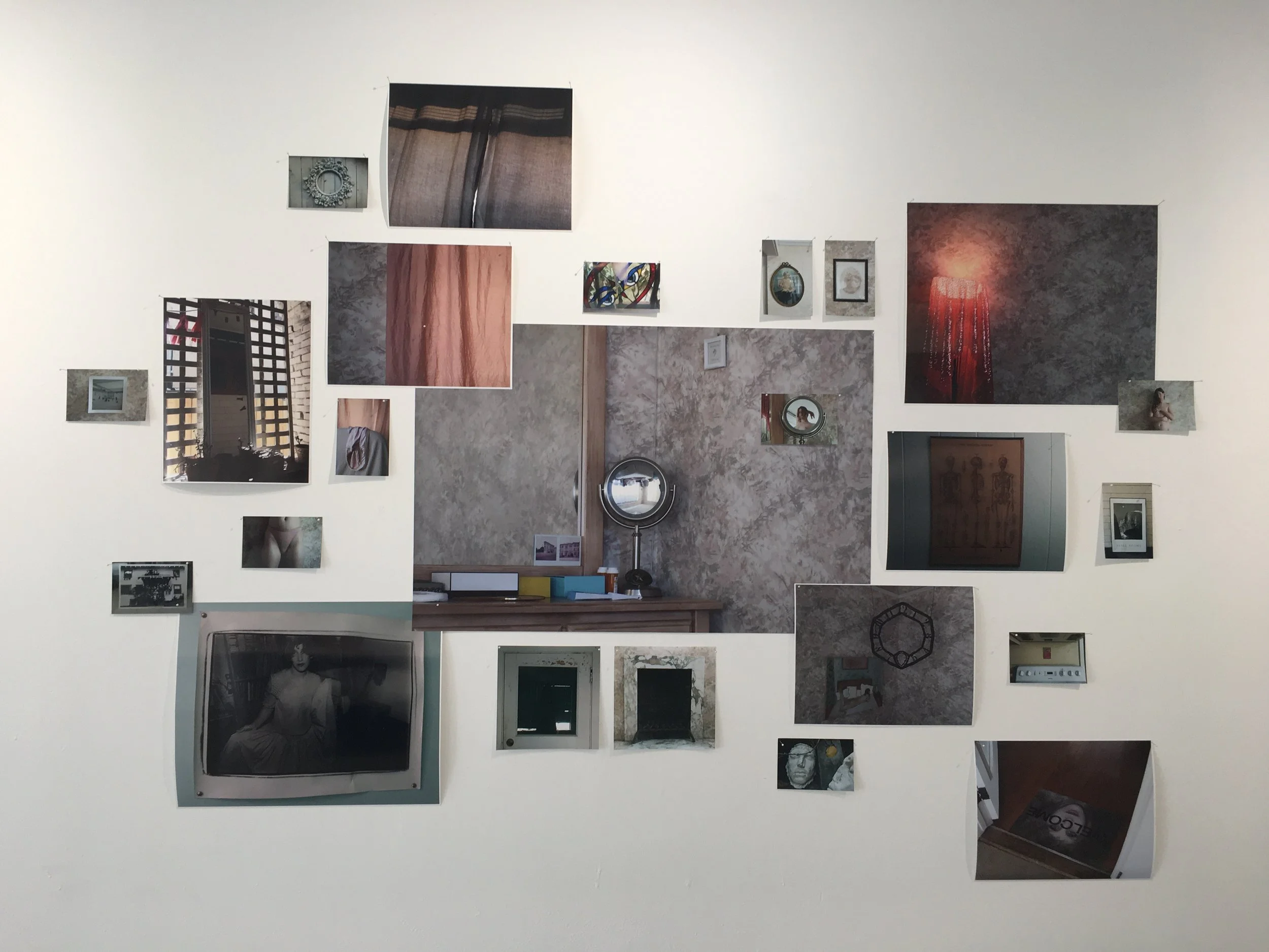  installation view of inkjet prints and pearl sewing pins   ebook  