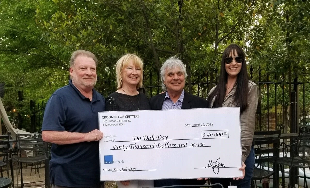 The 2018 Check Presentation. Bill Bowen, Johnnie Spina, Tommy Spina, Karen Swann