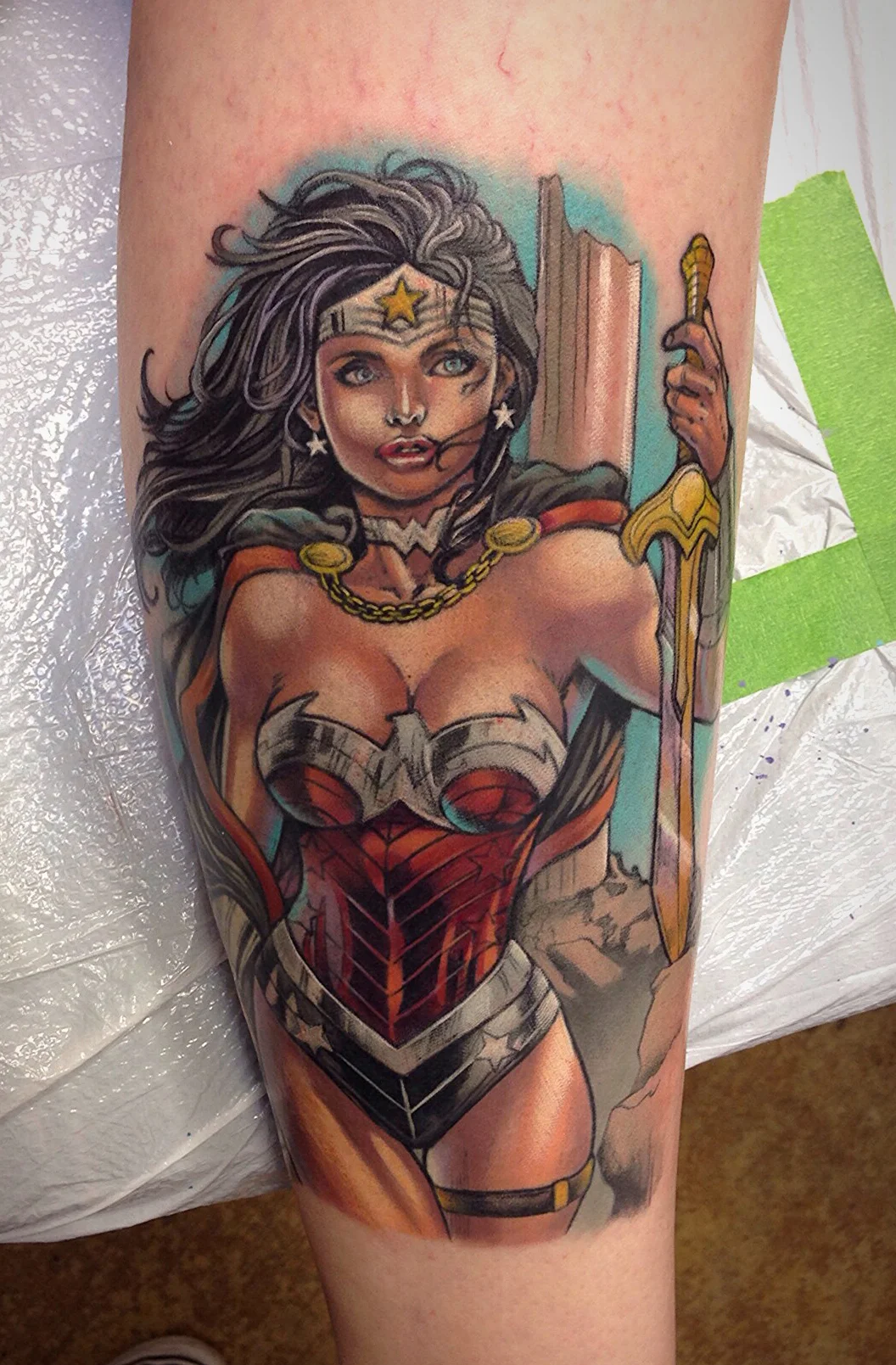 Wonder Woman Comic Book Tattoo by David Mushaney