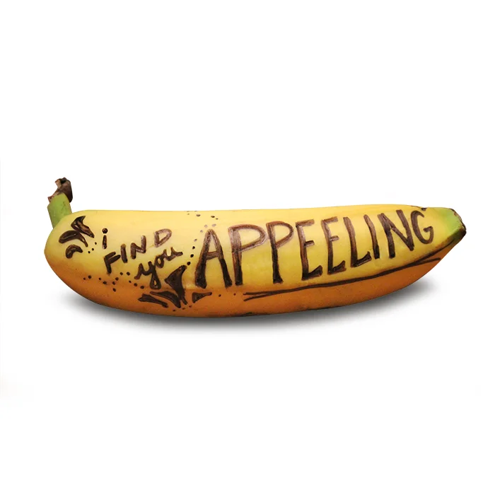   sharpie on a roommate's ripening fruit  