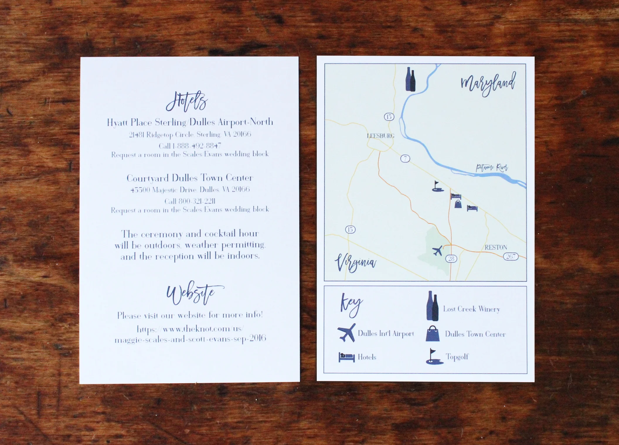   maggie &amp; scott | information card  (including customized map) 