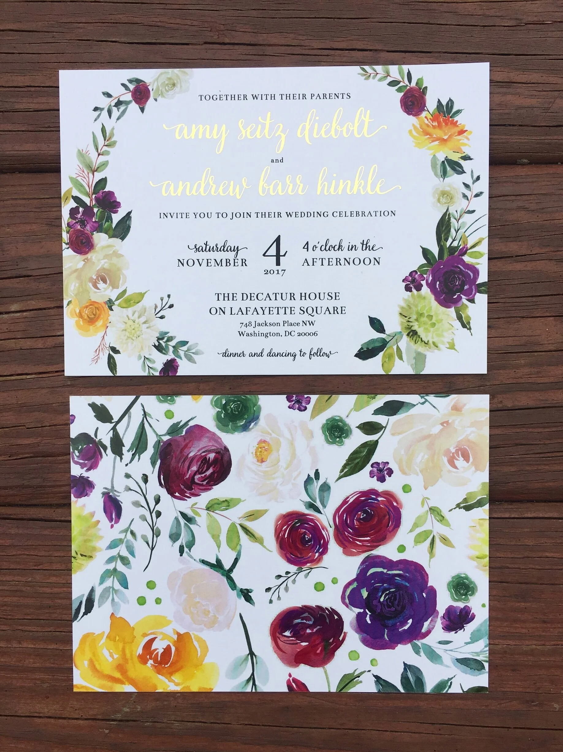   amy &amp; andrew | invitation front &amp; back  