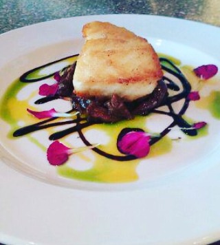 Our Fall Wine Dinner is tomorrow night! You can't get this exquisite Chilean Sea Bass with Braised Oxtail if you don't book it! Call meow! #toscanodraper #italianfood #fallwinedinner #chileanseabass #braisedoxtail #wine #pairedwines #fallwinedinner #