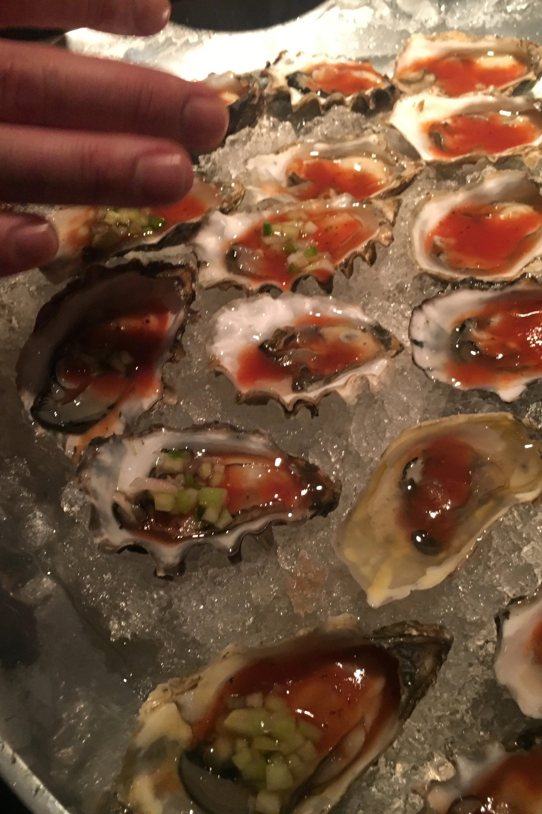 Bloody Mary hood canal oysters, cucumber, mignonette