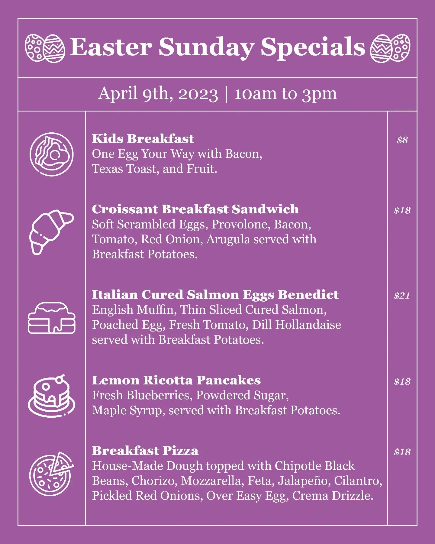 Easter Sunday Brunch April 9th, 2023 We will be open 10 am-9 pm! — Toscano Restaurant in Sandy & Draper Utah